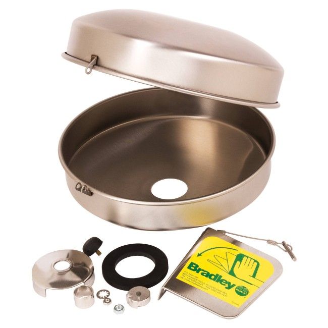 Stainless steel bowl and dust cover kit for Bradley eyewashes.