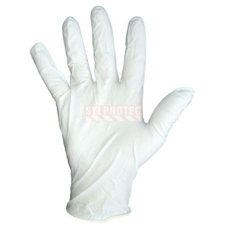 Gants de latex sans poudre d'une épaisseur de 5 mils, 9.5po de longueur, boite de 100 unités, de grandeur large.