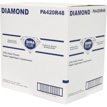 Papier de toilette CLASSIC, 2 plis, 420 feuilles, 48 rouleaux par caisse.