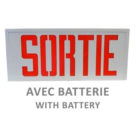 Enseigne «Sortie» 120V avec batterie, approuvée CSA. Boîtier en acier, face simple ou double.