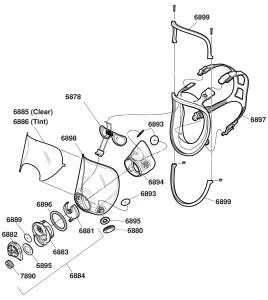 Masque complet de série 6000DIN de 3M pour systèmes de protection respiratoire à épuration d’air et à adduction d'air. Large.