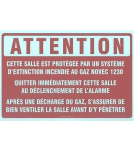 Self-adhesive sign, 8 X 12" Gaz novec 1230