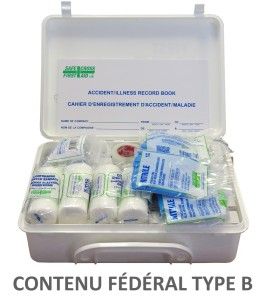 Type B federal first aid kit in plastic case (6 to 19 workers).