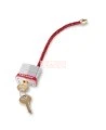 Circuit breaker switch padlock with flexi-cable that provides the flexibility to lock out in tight space.
