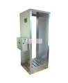 Portable aluminium decontamination shower for asbestos abatement workers (34 x 30 x 83 inches).