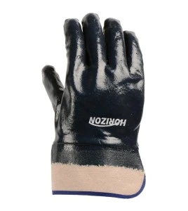 Nitrile coated cotton gloves, open cuffs
