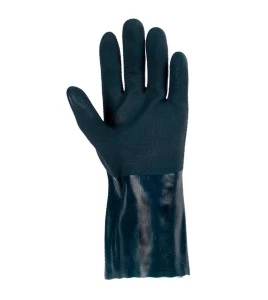 Gant de flanelle de coton enduit de PVC vert à finition rugueuse d’une longueur de 14 po. Taille unique large. Vendu à la paire.