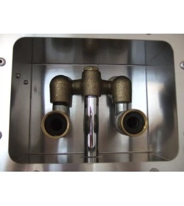 Portable aluminium decontamination shower for asbestos abatement workers (34 x 30 x 83 inches).