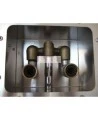 Portable aluminium decontamination shower for asbestos abatement workers (34 x 30 x 83 inches).