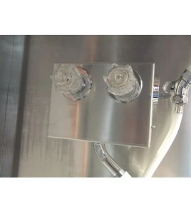 Portable aluminium decontamination shower for asbestos abatement workers (34 x 30 x 83 inches).