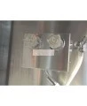 Portable aluminium decontamination shower for asbestos abatement workers (34 x 30 x 83 inches).