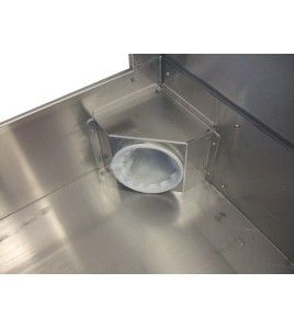 Portable aluminium decontamination shower for asbestos abatement workers (34 x 30 x 83 inches).