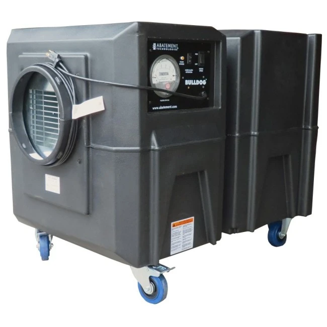 Purificateur d’air portable BULLDOG deluxe à 2 vitesses. Débit de 1300 cfm ou 2000 cfm pour désamiantage et décontamination