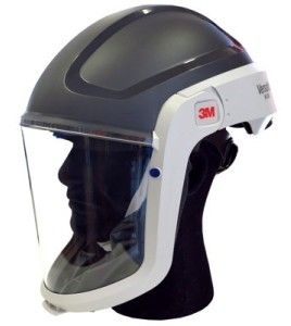 3M complete Versaflo powered air purifying respirator kit for industrial work. Hard hat facepiece and protective factor of 25.
