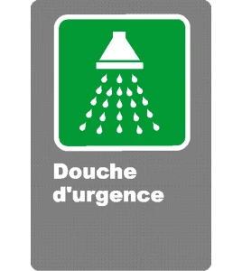 Affiche CSA «Douche d’urgence» en français, formats & matériaux divers, d’autres langues & éléments optionnels