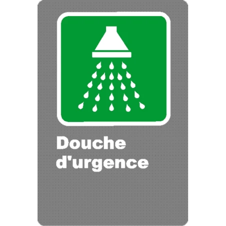 Affiche CSA «Douche d’urgence» en français, formats & matériaux divers, d’autres langues & éléments optionnels