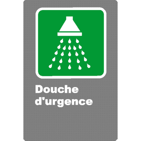 French CSA "Emergency Shower" sign in various sizes, shapes, materials & languages + optional features
