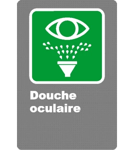 Affiche CSA «Douche oculaire» en français, formats & matériaux divers, d’autres langues & éléments optionnels