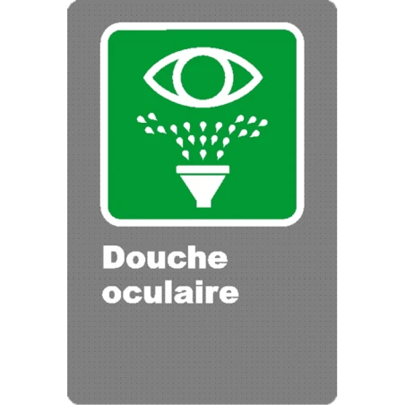 Affiche CSA «Douche oculaire» en français, formats & matériaux divers, d’autres langues & éléments optionnels