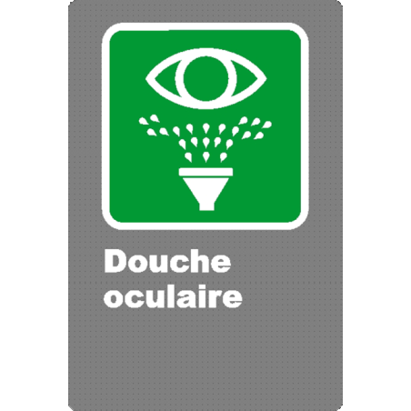 French CSA "Emergency Eyewash" sign in various sizes, shapes, materials & languages + optional features