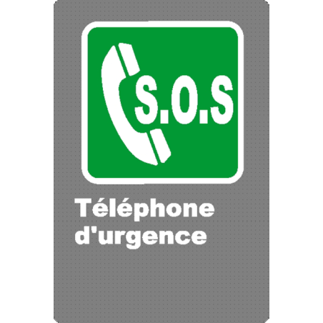 French CSA "S.O.S. Emergency Phone" sign in various sizes, shapes, materials & languages + options
