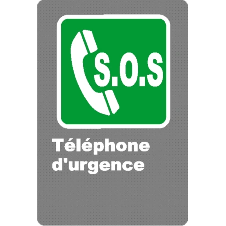French CSA "S.O.S. Emergency Phone" sign in various sizes, shapes, materials & languages + options