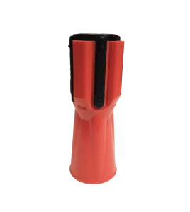 Tensacone traffic cone topper with retractable red & white striped barrier belt, max length 13 feet (4 m).