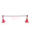 Tensacone traffic cone topper with retractable red & white striped barrier belt, max length 13 feet (4 m).