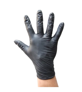 Gant ambidextre en nitrile noir de 6 mils sans poudre. NQA de 1,5 octroyé par l’ONGC. Taille: petit (7) à XX-large (11).