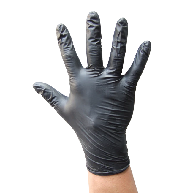 Gant ambidextre en nitrile noir de 6 mils sans poudre. NQA de 1,5 octroyé par l’ONGC. Taille: petit (7) à XX-large (11).
