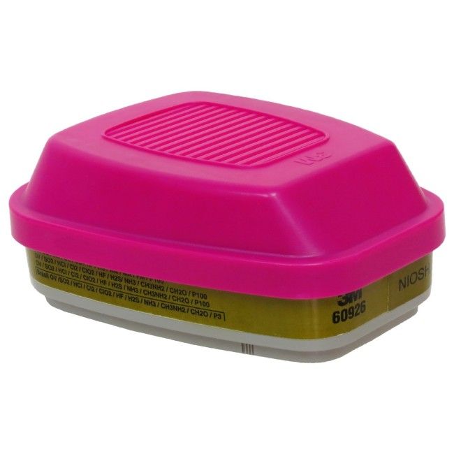 Cartouche combinée P100 de 3M pour vapeurs organiques, gaz acides & multi-gaz, pour protection respiratoire séries 6000 & 7500