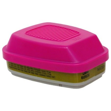 Cartouche combinée P100 de 3M pour vapeurs organiques, gaz acides & multi-gaz, pour protection respiratoire séries 6000 & 7500
