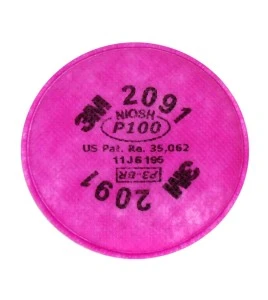 3M 2091 P100 filter for half & full facepiece respirators series 6000, 7000 & FF-400. NIOSH approved. Sold in pairs.