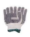 Cost-effective 7-gauge two side PVC dotted polycotton string knit gloves approved by the CFIA. Size: X-small (6) to X-large (10)