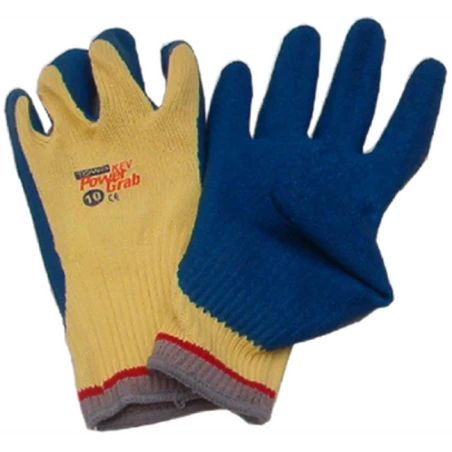 Powergrab® 10-gauge Kevlar knit gloves with a wrinkle-grip latex coating up to the wrist. ASTM/ANSI puncture level 5