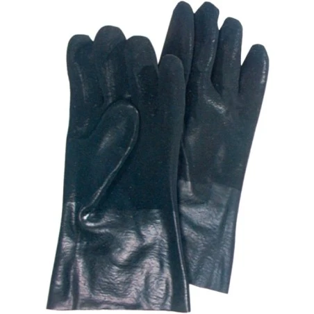 Gant de flanelle de coton enduit de PVC vert à finition rugueuse d’une longueur de 14 po. Taille unique large. Vendu à la paire.