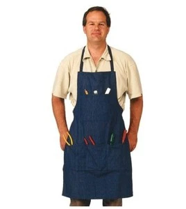 Bib apron, Blue Denim, 3 pockets 38" x 28"