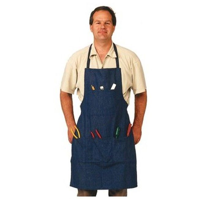 Bib apron, Blue Denim, 3 pockets 38