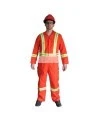 Orange coveralls with reflective band