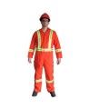 Orange coveralls with reflective band