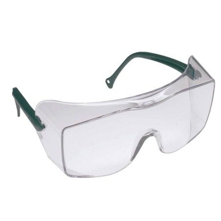 3M OX protective eyewear with DX anti-fog treated clear polycarbonate lens for over-the-glass coverage for prescription glasses.