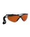 Jackson Safety Nemesis protective eyewear with anti-fog treated copper blue block polycarbonate lenses for bright conditions.