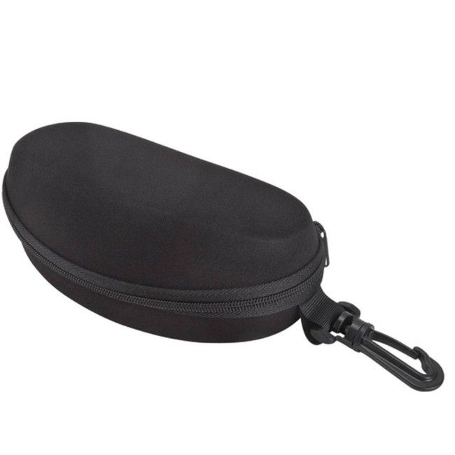 Black case for safety glasses, with integrated belt clip. Black case for safety glasses, with integrated belt clip.