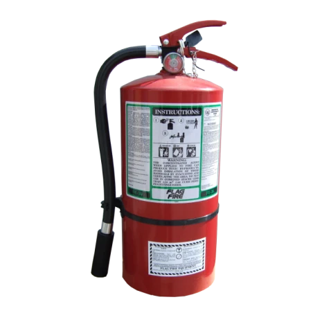 Portable fire extinguisher with FE36, 13.25 lbs, type ABC, ULC 2A-10BC, with wall hook. Ideal for electronics.