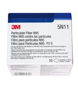 Filtre N95 fait pour le dispositif de retenu 501 de 3M qui se rattache à une cartouche série 6000. Vendu à la paire. 10/boite.