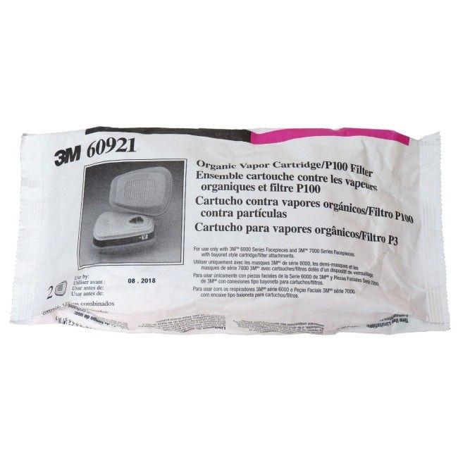 thumbnail image 2 of 3M 60921 Organic Vapor Cartridge / P100 Filter – 1 Pair (2 Cartridges) – 0780083143077 2 of 5