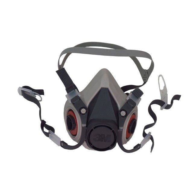 Demi-masque de protection respiratoire de série 6000 de 3M. Homologué NIOSH. Cartouche et filtre non-inclus. Petit. Demi-masque de protection respiratoire de série 6000 de 3M. Homologué NIOSH. Cartouche et filtre non-inclus. Petit.