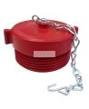 Outer threaded plastic cap for fire department (Siamese) connection, 2.5 inch, with chain for Quebec