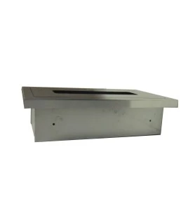 Semi-recessed stainless steel cabinet for 5 lbs powder fire extinguishers. Great for food industry.