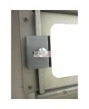 Semi-recessed stainless steel cabinet for 5 lbs powder fire extinguishers. Great for food industry.